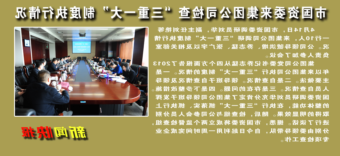 【图文】市国资委到集团公司检查“三重一大”制度执行情况