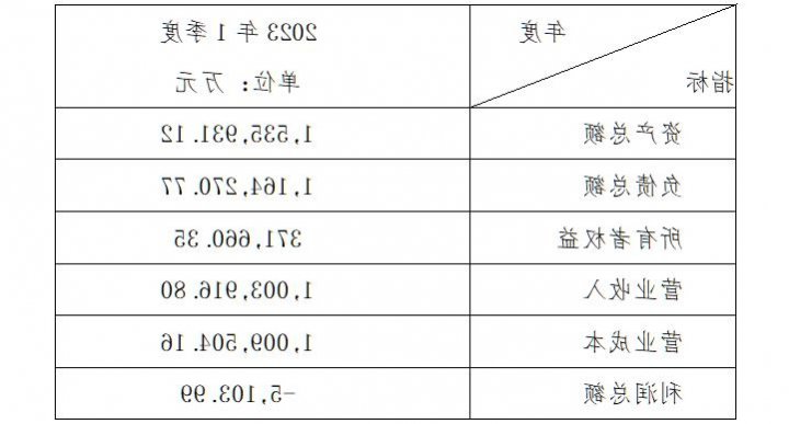 济宁港航发展集团有限公司 2023年一季度主要财务信息公告